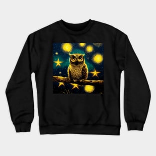 Story book Owl with Stars at Night Crewneck Sweatshirt
